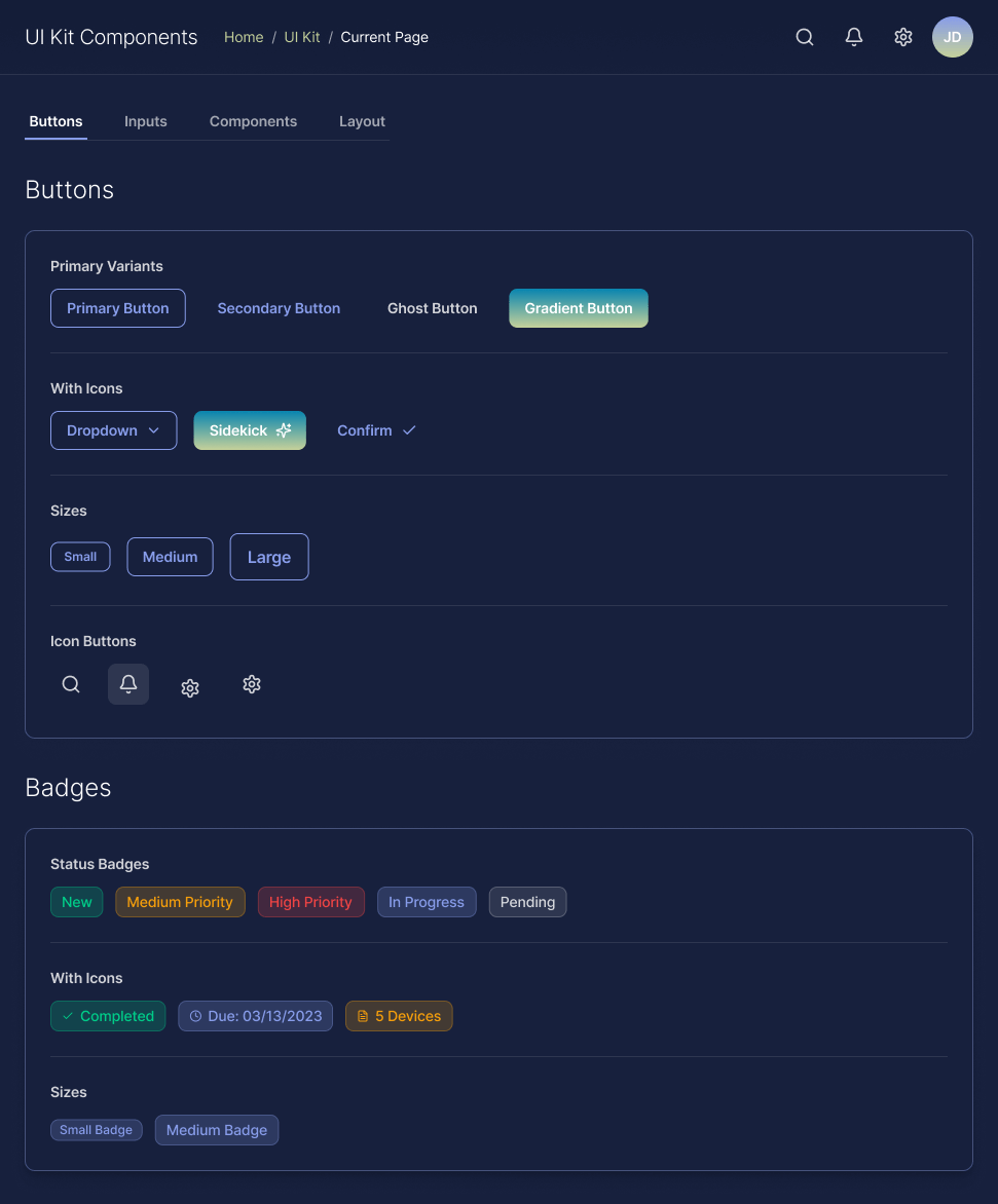 AI UI kit components